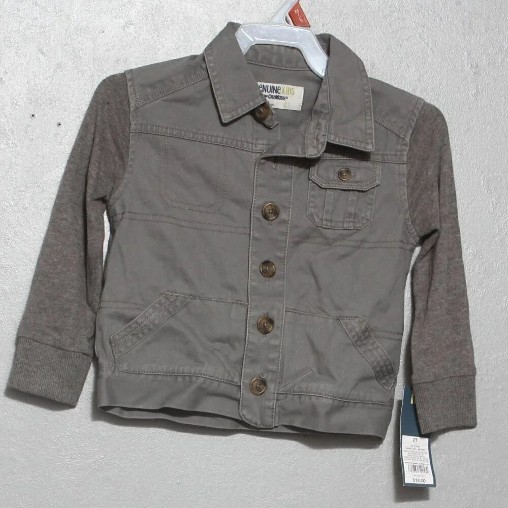 Oshkosh genuine kids nwt gray cotton utility jacket
